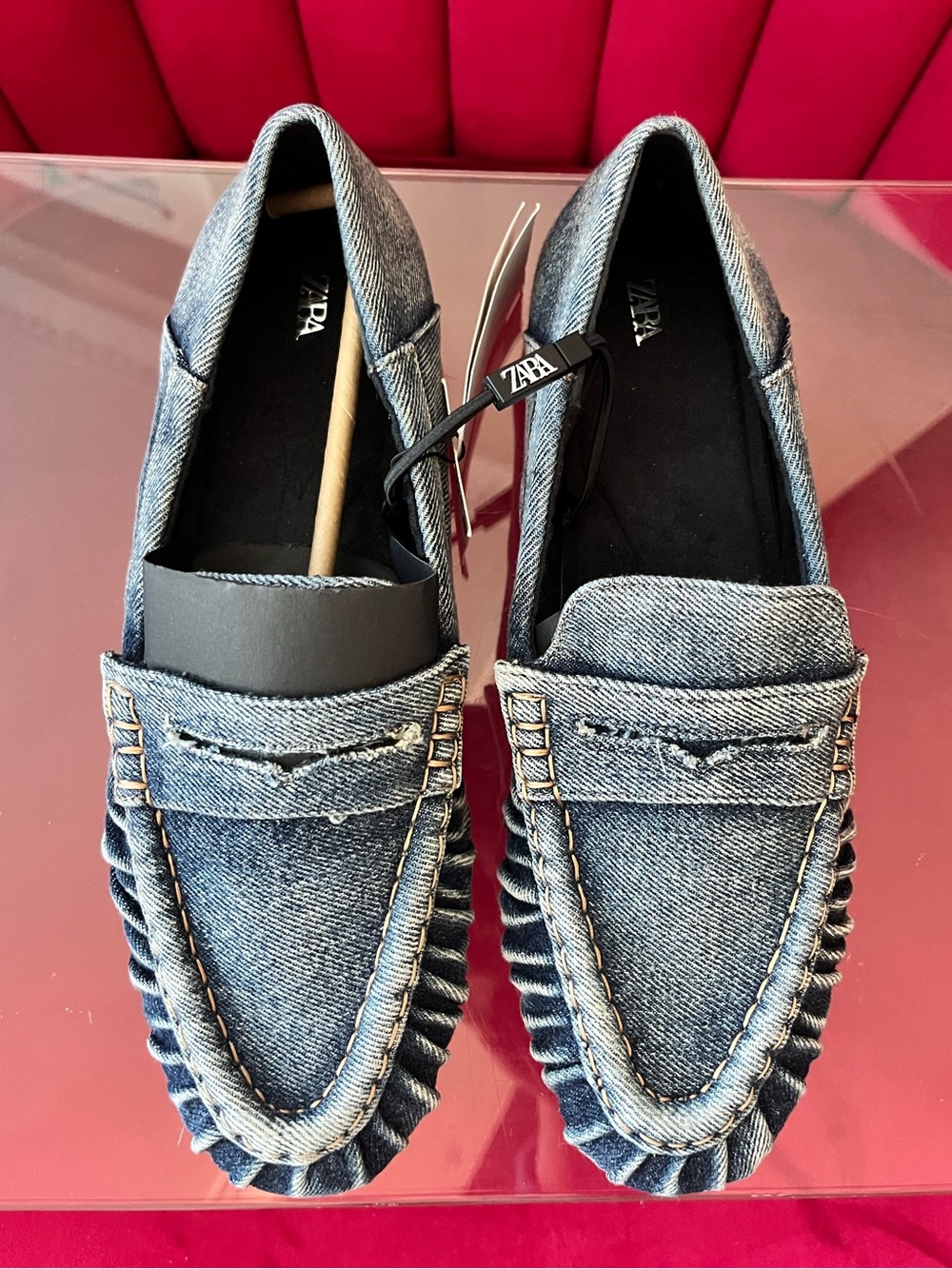 NWT ZARA DENIM EFFECT LOAFERS - Picture 5 of 16